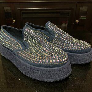 Blue Iridescent Bead Shoes
